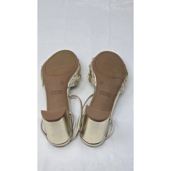 NINE WEST WOMEN'SHIGH HEEL SANDALS GOLD SIZE 8.5M - Picture 6 of 7